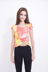 Playera con diseño tie dye cuello redondo